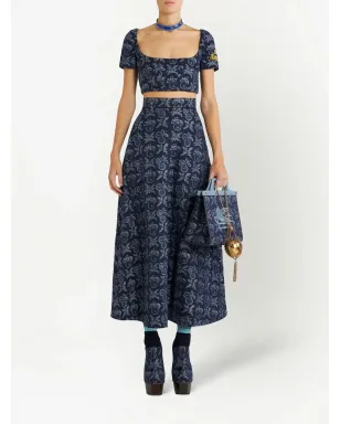 ETRO 花柄ジャカード クロップトップ - Blue - サムネイル2