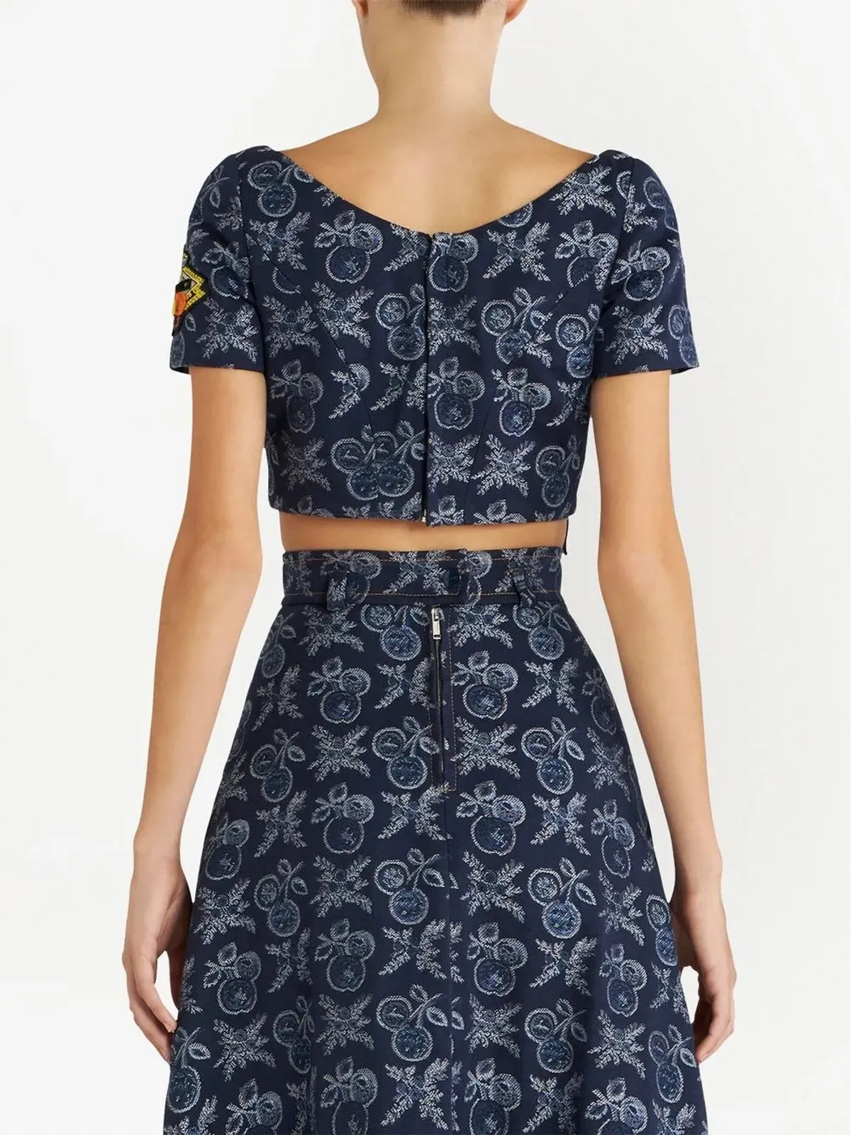 ETRO 花柄ジャカード クロップトップ - Blue - 画像4