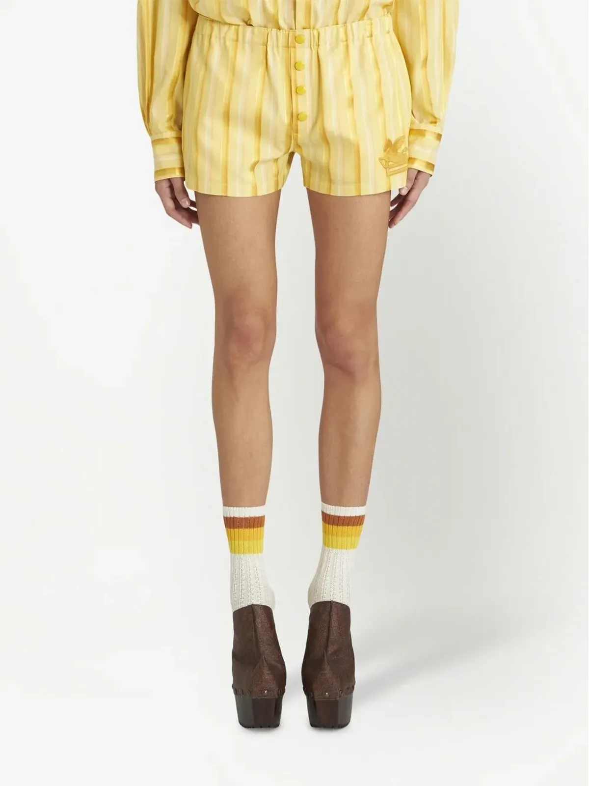 ETRO ストライプ柄ボタン留めショートパンツ - 画像3