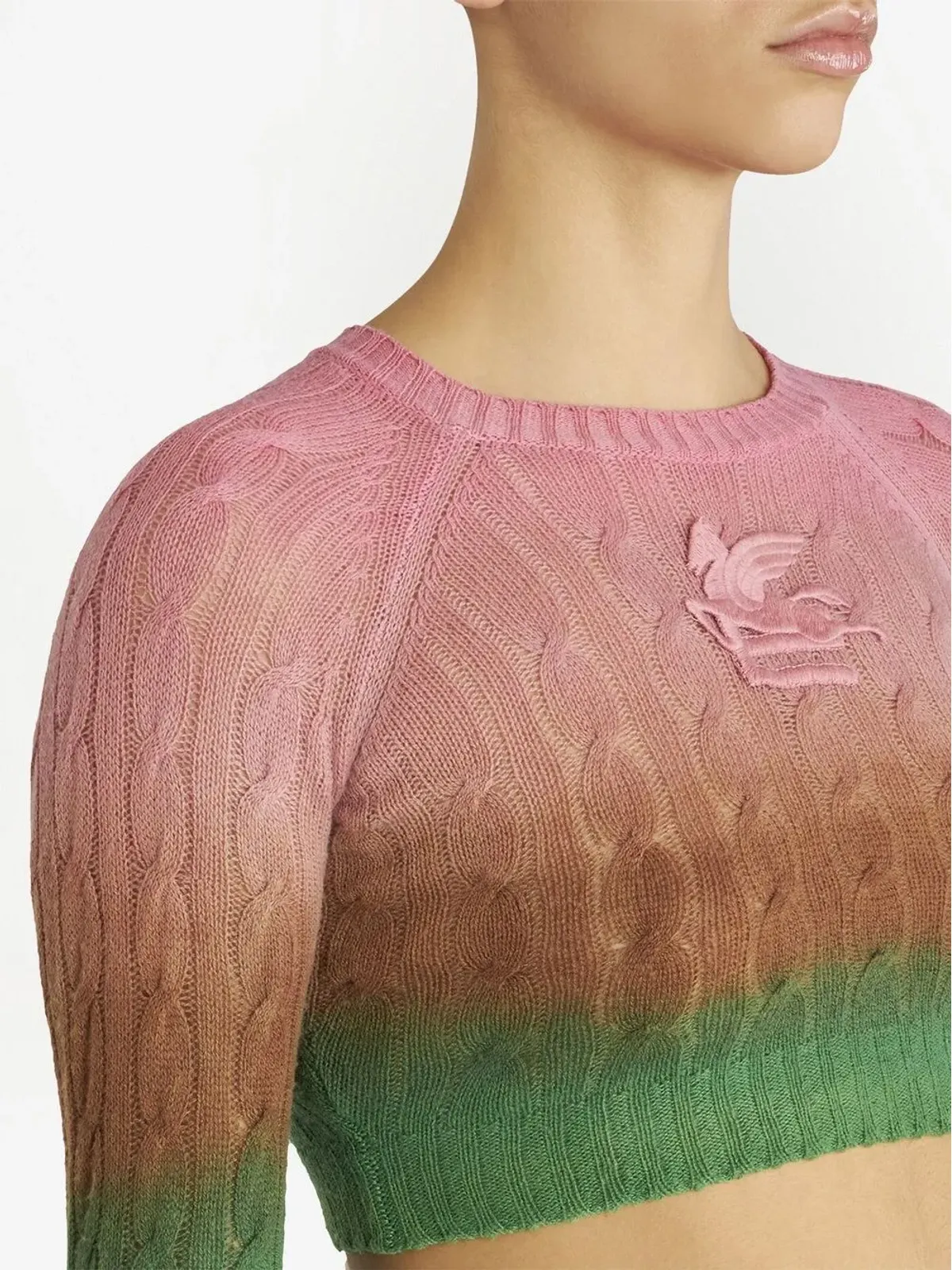 ETRO グラデーション ケーブルニット クロップドジャンパー - 画像5