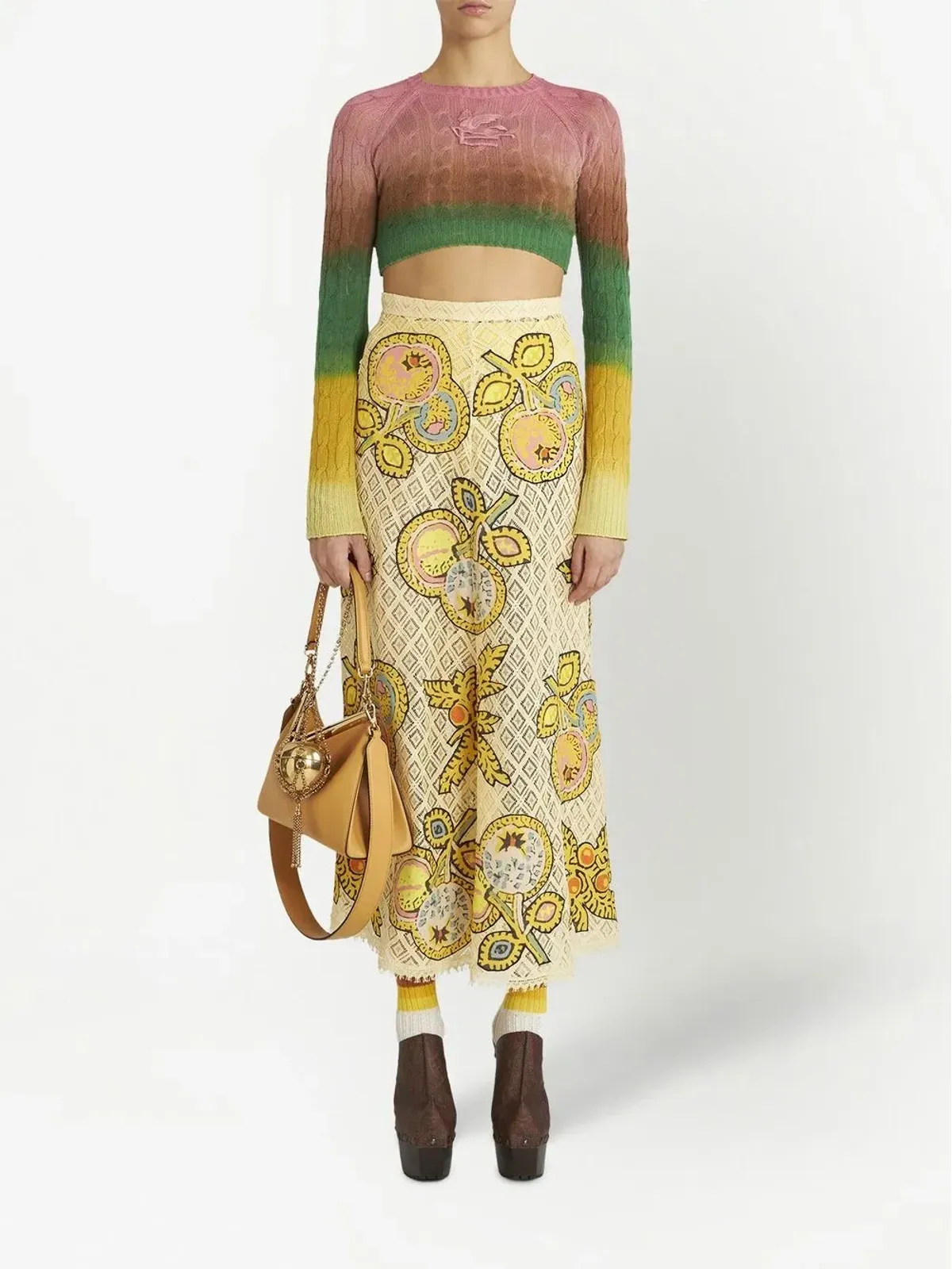 ETRO グラデーション ケーブルニット クロップドジャンパー - 画像2