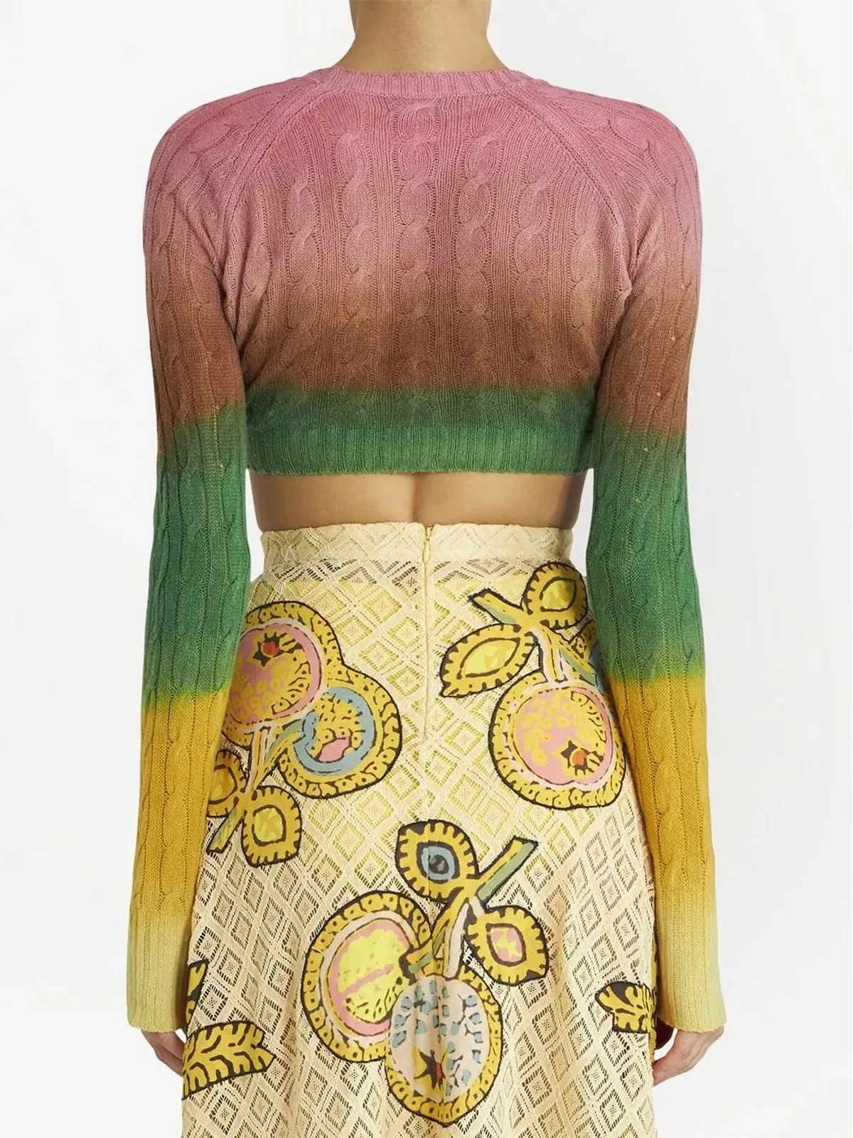 ETRO グラデーション ケーブルニット クロップドジャンパー - 画像4