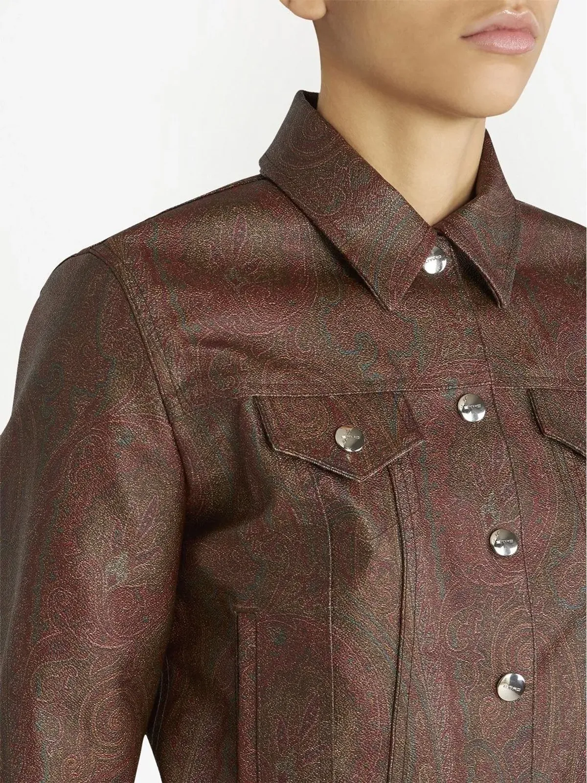 ETRO ペイズリープリント クロップドジャケット - レッド - 画像5