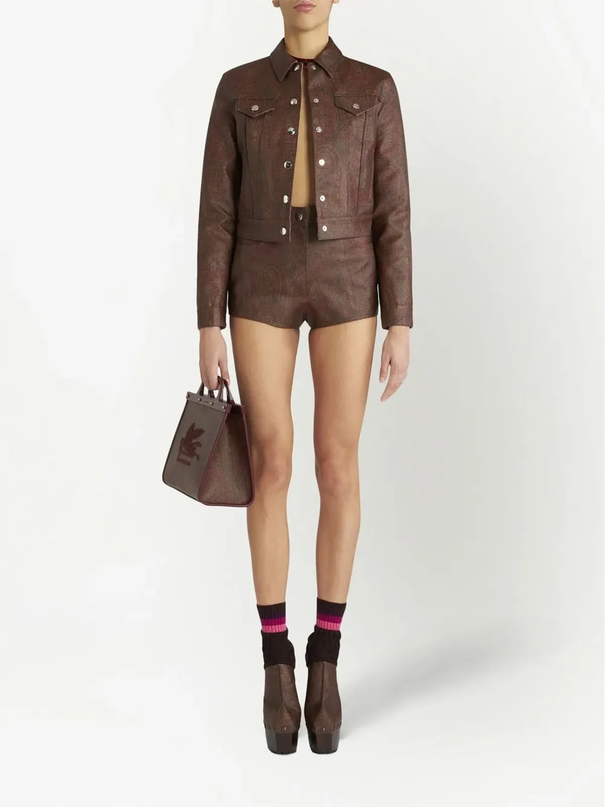 ETRO ペイズリープリント クロップドジャケット - レッド - 画像2