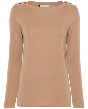 Gucci shoulder-button cashmere jumper - Neutrals - サムネイル1