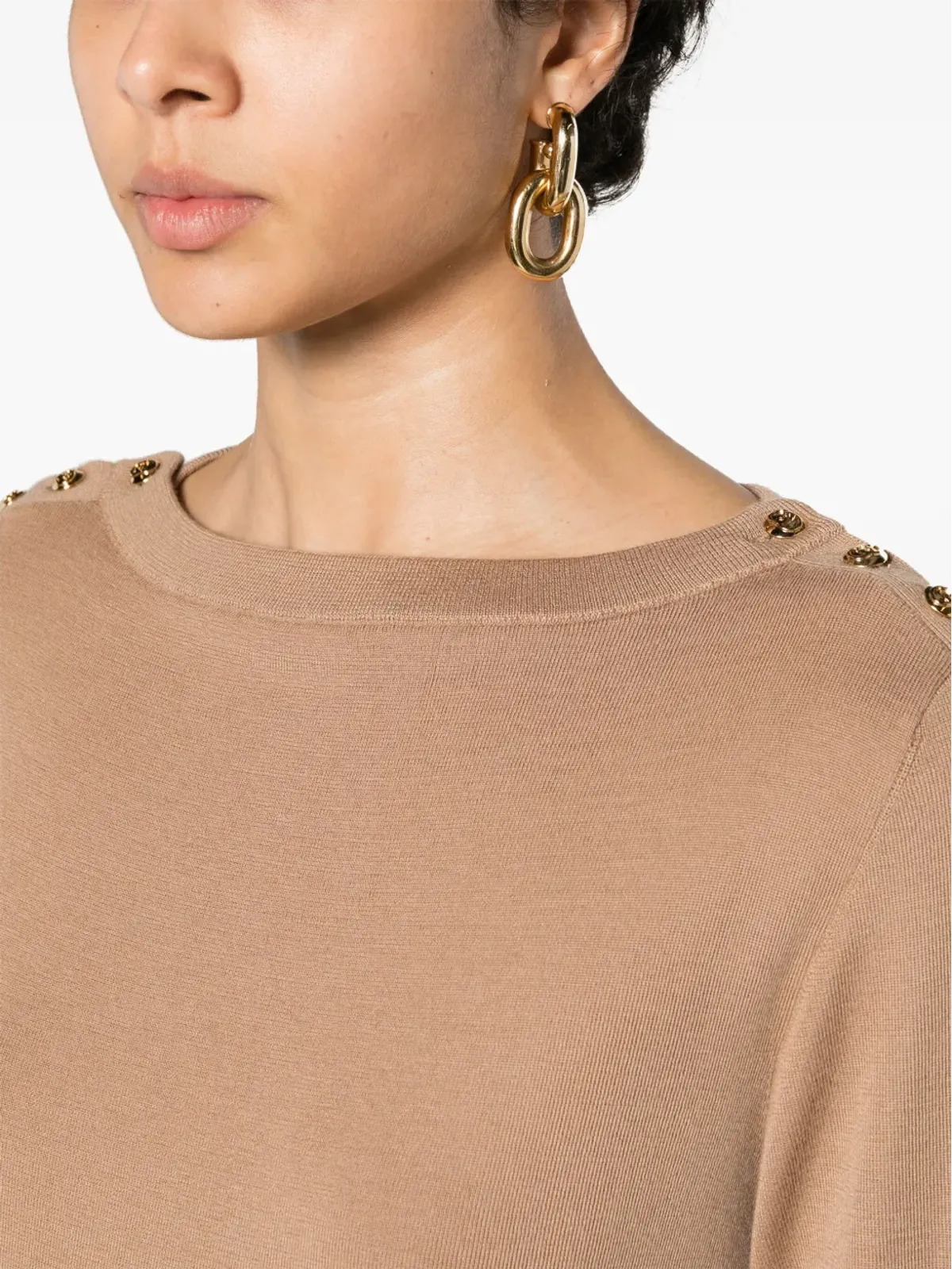 Gucci shoulder-button cashmere jumper - Neutrals - 画像5