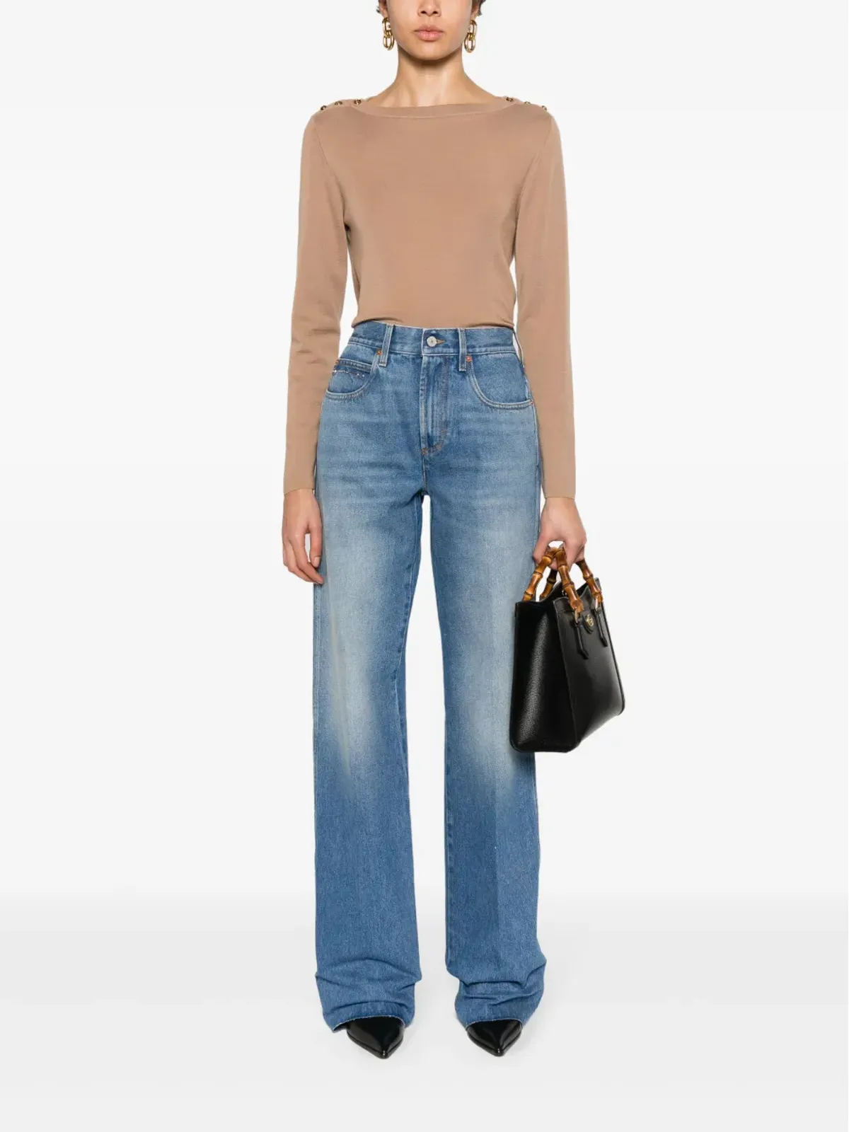 Gucci shoulder-button cashmere jumper - Neutrals - 画像2