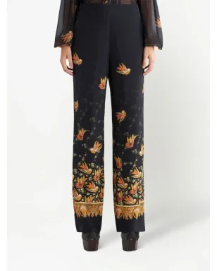 ETRO シルク ペイズリープリント ストレートパンツ - ブラック - サムネイル3