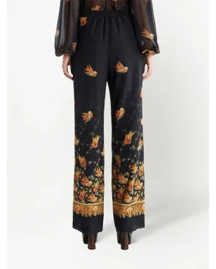 ETRO シルク ペイズリープリント ストレートパンツ - ブラック - サムネイル4