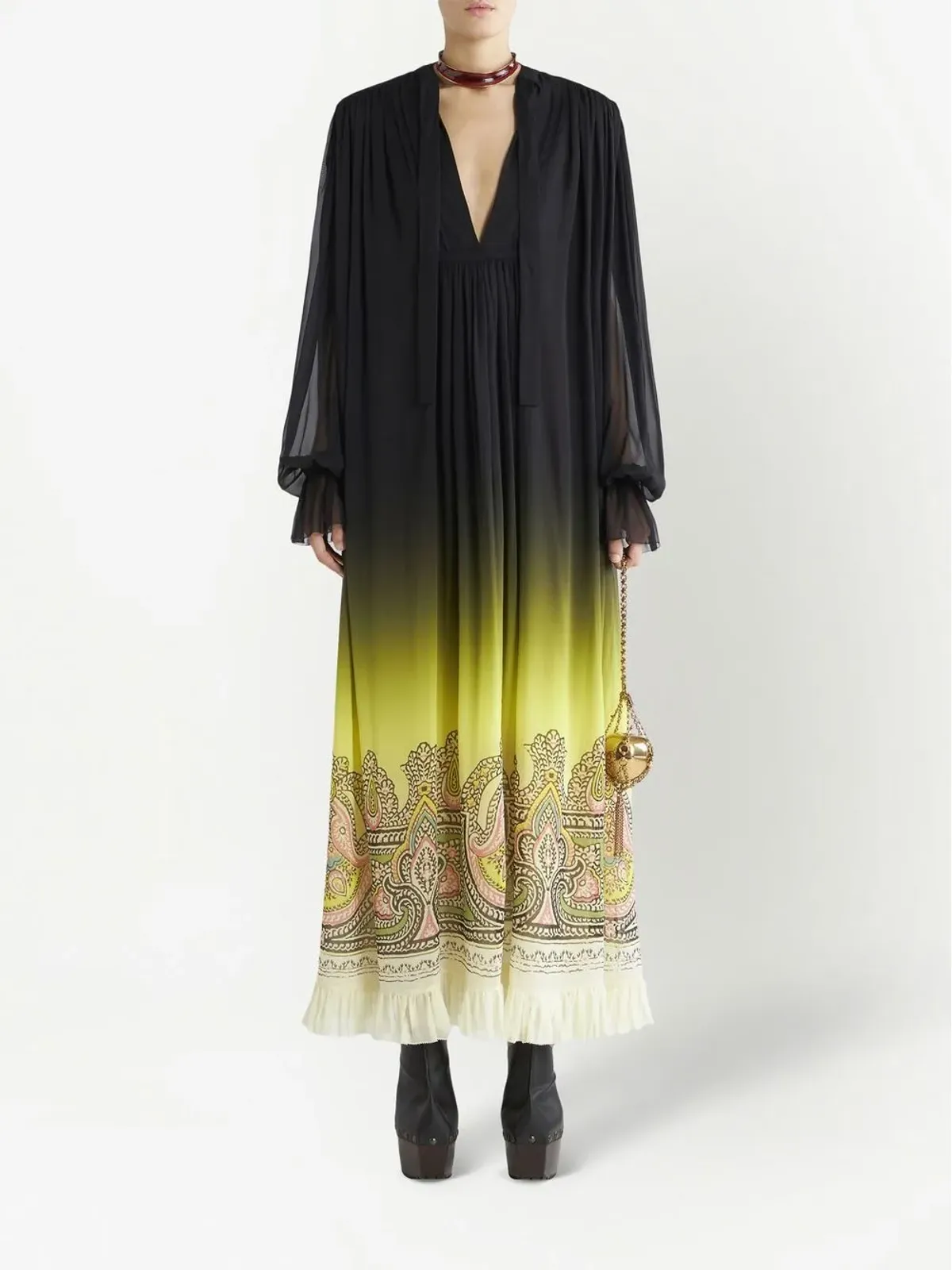 ETRO グラデーション効果 ペイズリープリント シルクドレス - 画像2