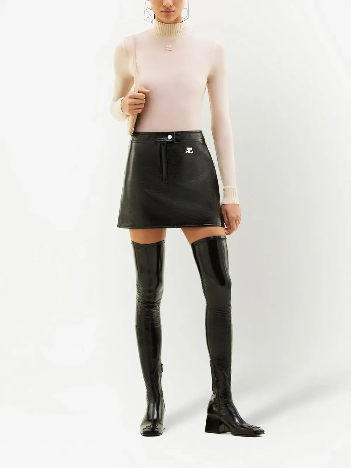 Courrèges Re-edition ロゴパッチ付きミニスカート - 画像2
