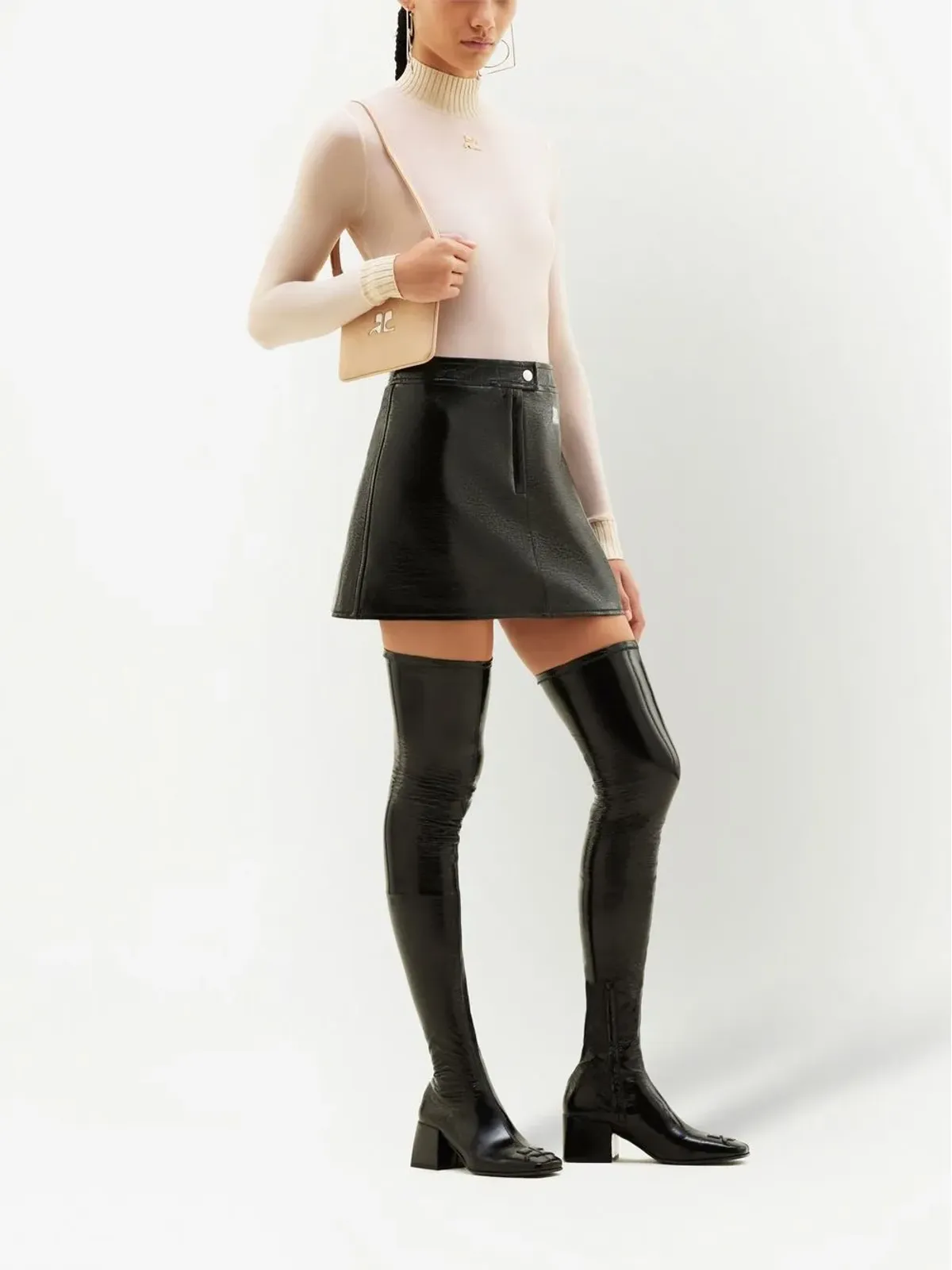 Courrèges Re-edition ロゴパッチ付きミニスカート - 画像3
