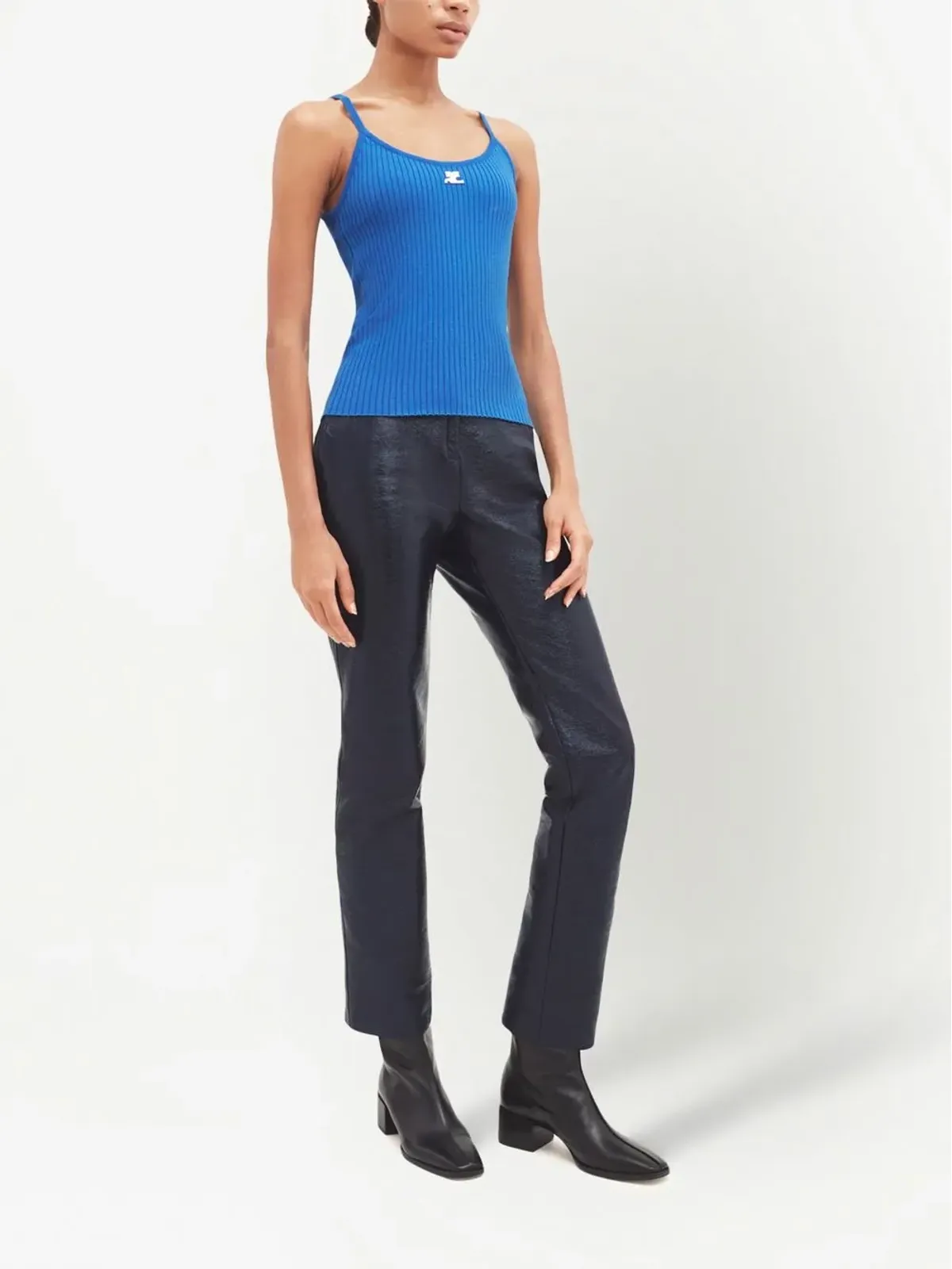 Courrèges リブニット ロゴ タンクトップ - 画像3