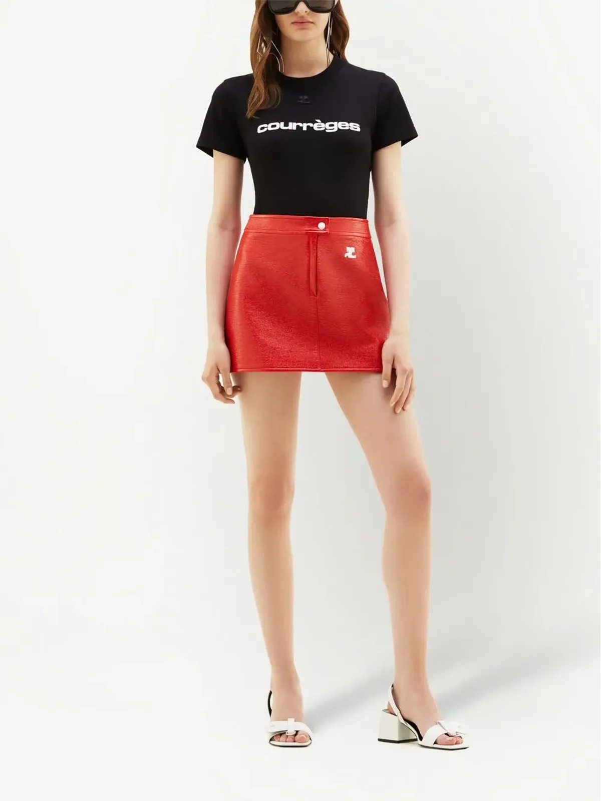 Courrèges アイコニック ヴァイナル Aラインスカート - 画像2