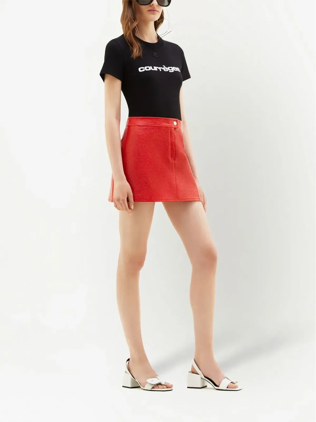 Courrèges アイコニック ヴァイナル Aラインスカート - 画像3