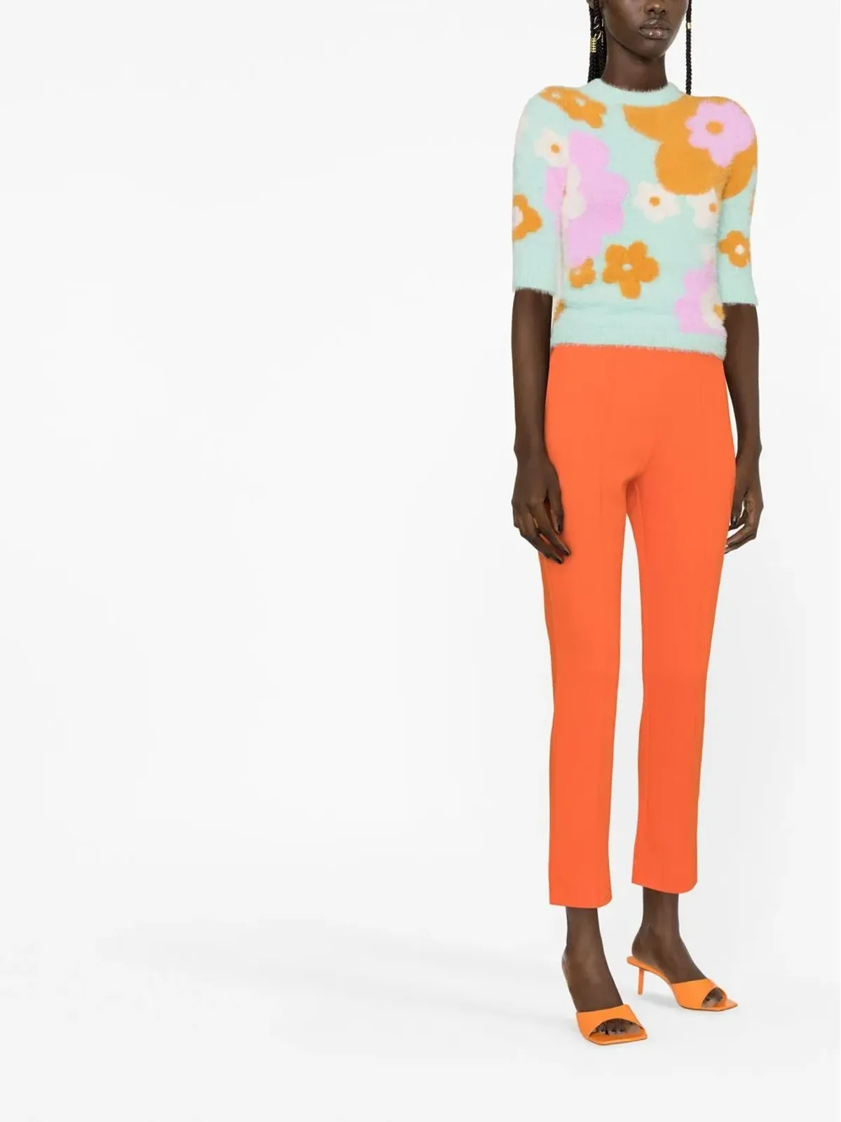 Sportmax ミッドライズ クロップドパンツ オレンジ - 画像3