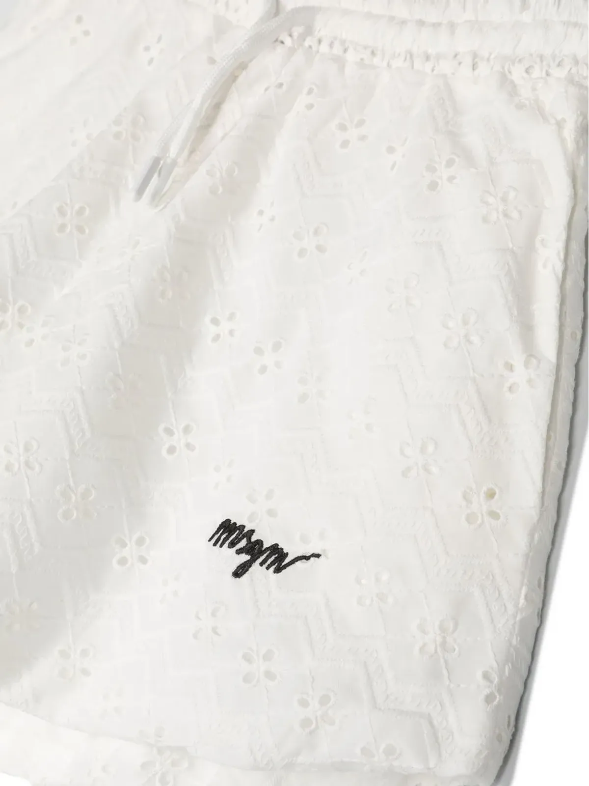 MSGM Kids ロゴ刺繍 broderie anglaise ショーツ - 画像3