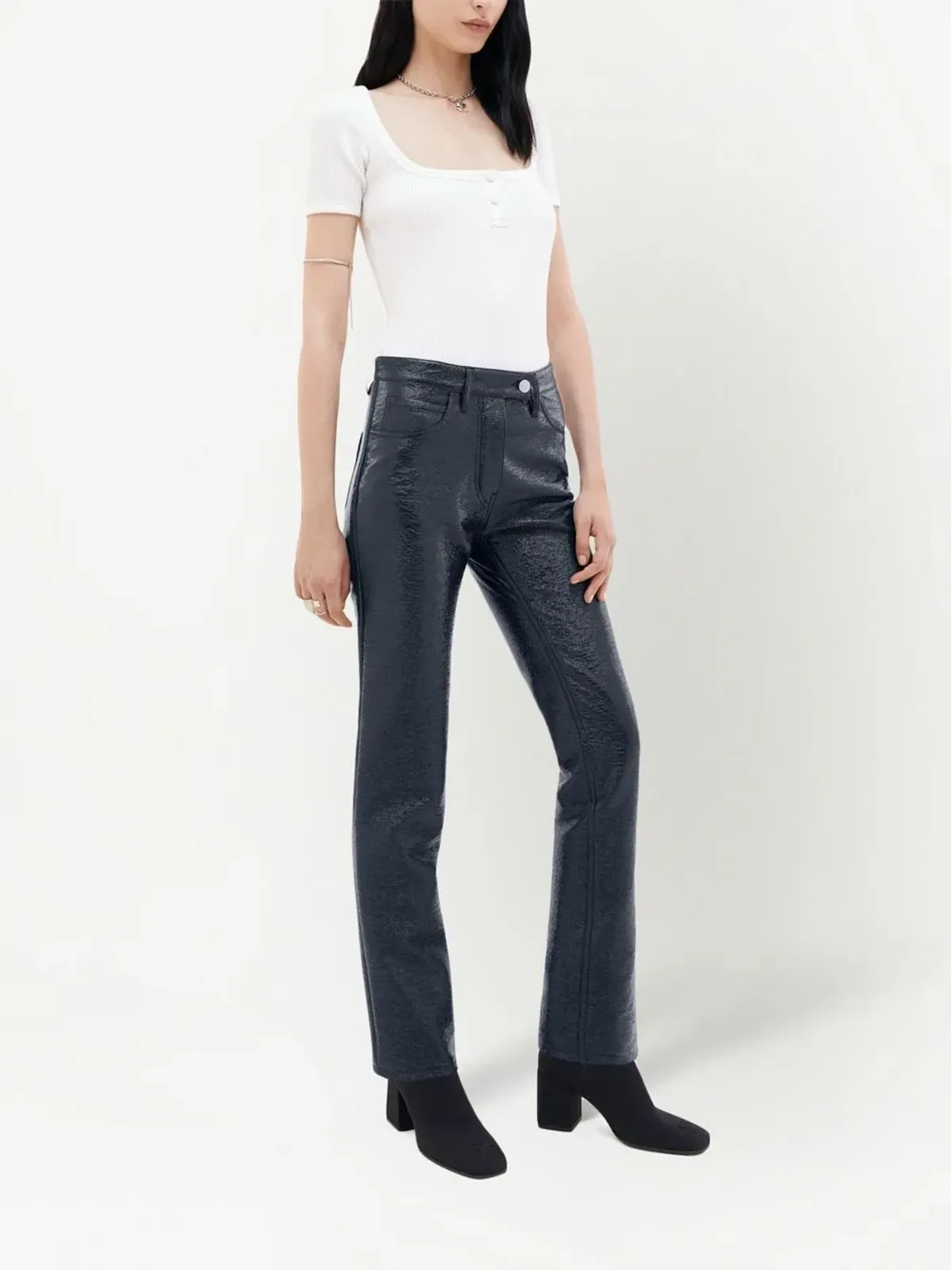 Courrèges スリムフィット ヴィニルパンツ - 画像3