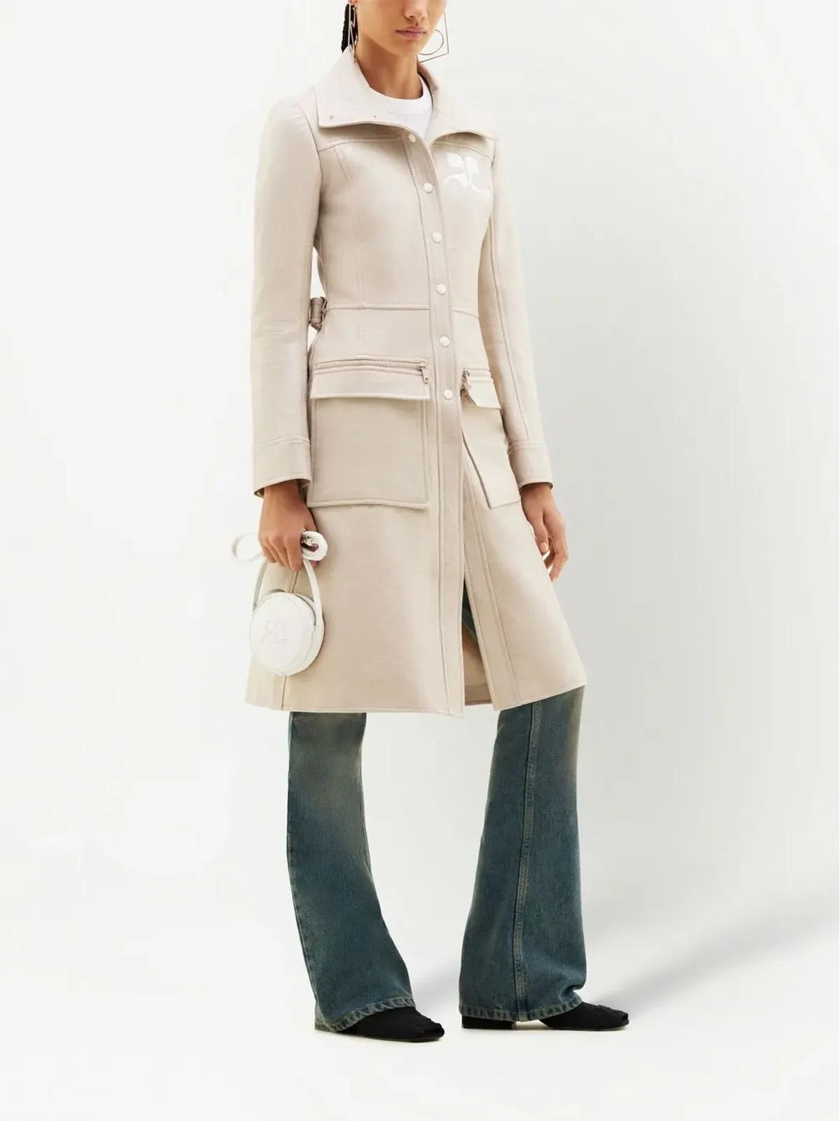 Courrèges ロゴパッチ トレンチコート - 画像3