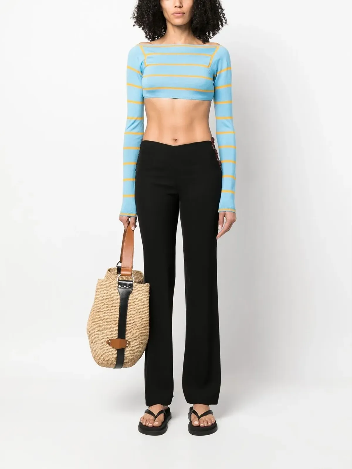 PUCCI ストライプジャカード ウール クロップドトップ - Blue - 画像2