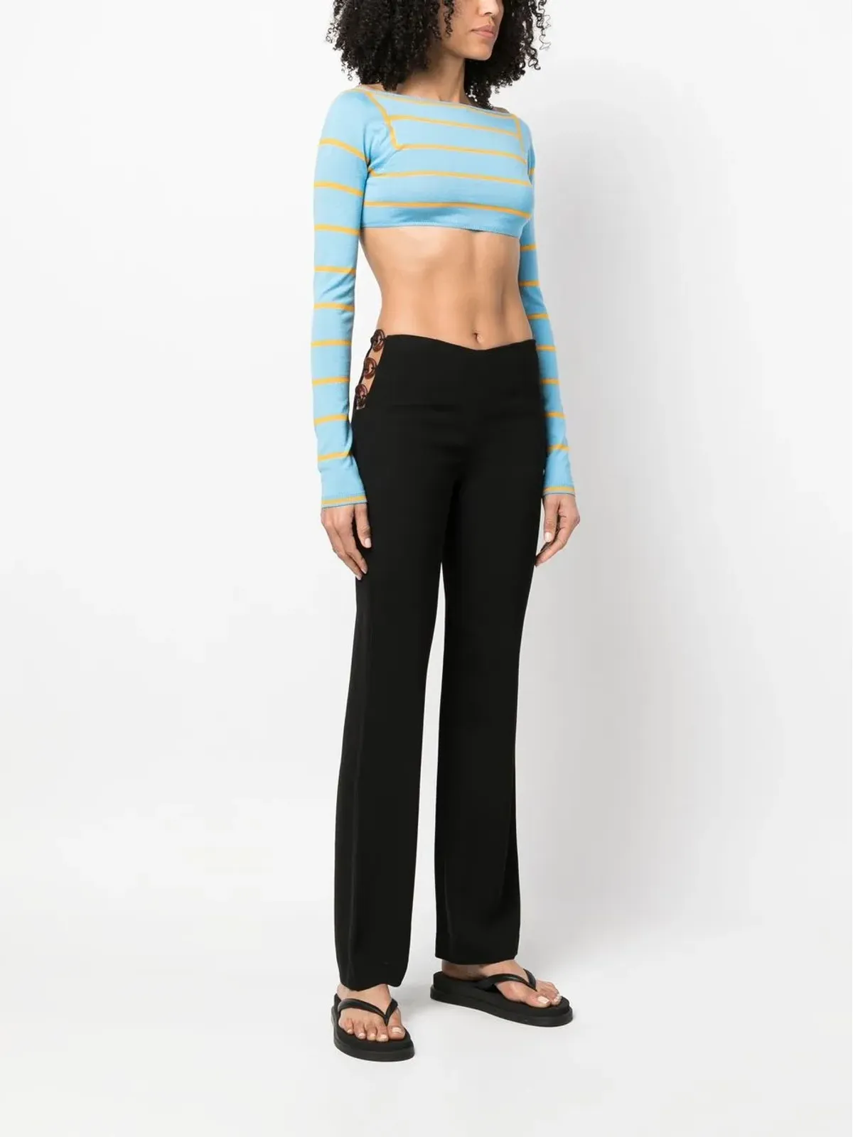 PUCCI ストライプジャカード ウール クロップドトップ - Blue - 画像3