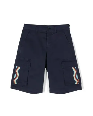 Missoni Kids ジグザグコットンショーツ ブルー - サムネイル1