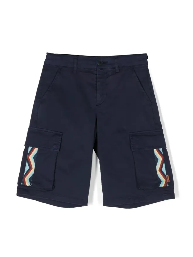 Missoni Kids Missoni Kids ジグザグコットンショーツ ブルーの商品画像