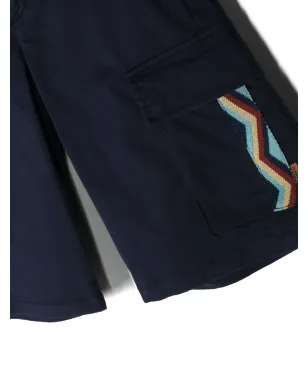 Missoni Kids ジグザグコットンショーツ ブルー - サムネイル3