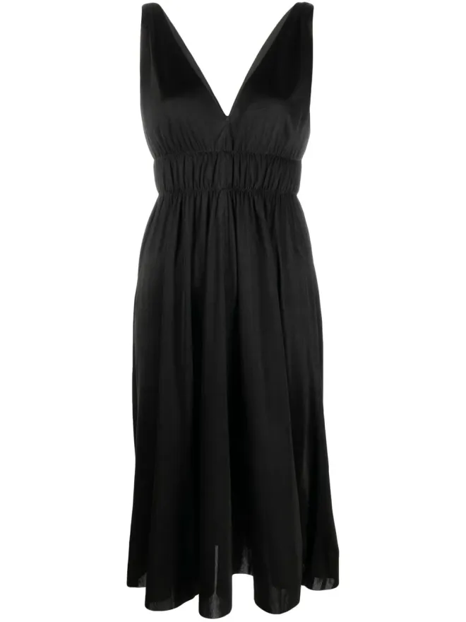P.A.R.O.S.H. P.A.R.O.S.H. smocked-detail V-neck dress - Blackの商品画像