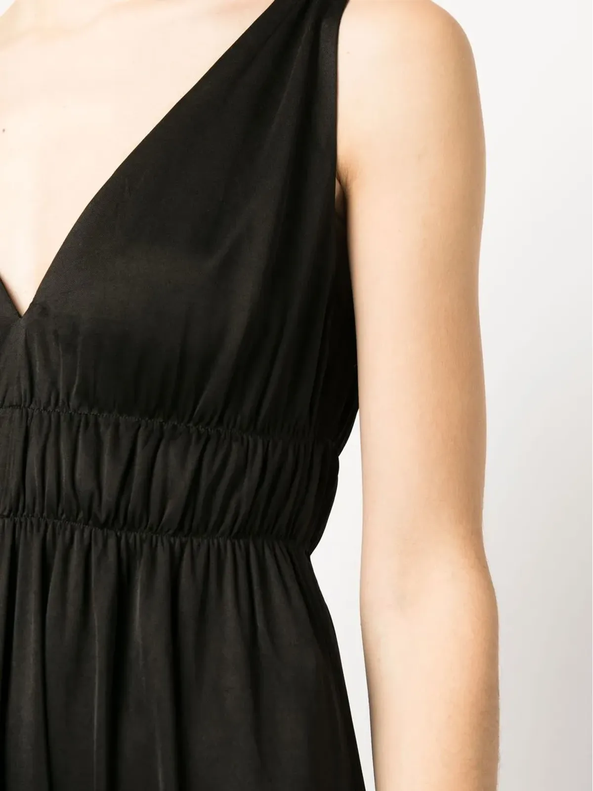 P.A.R.O.S.H. smocked-detail V-neck dress - Black - 画像5