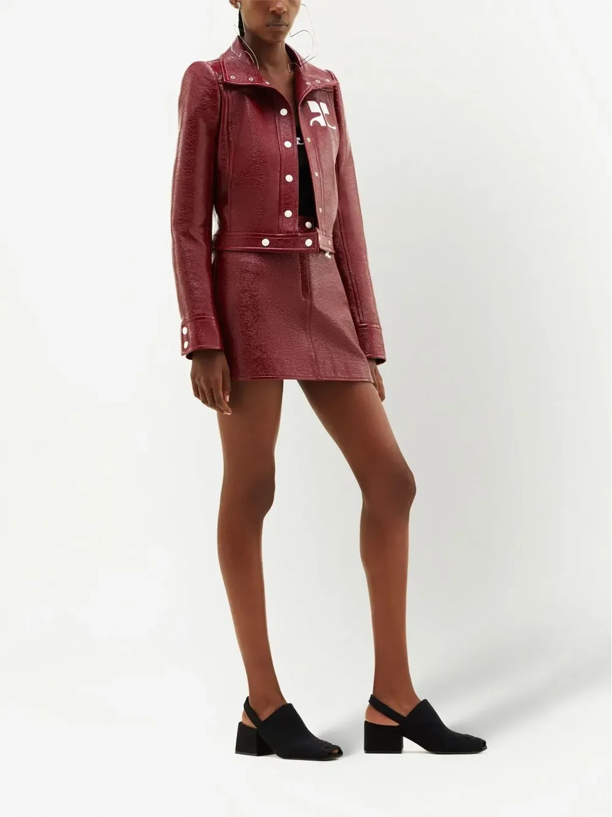 Courrèges ヴァイナルAラインミニスカート - レッド - 画像3