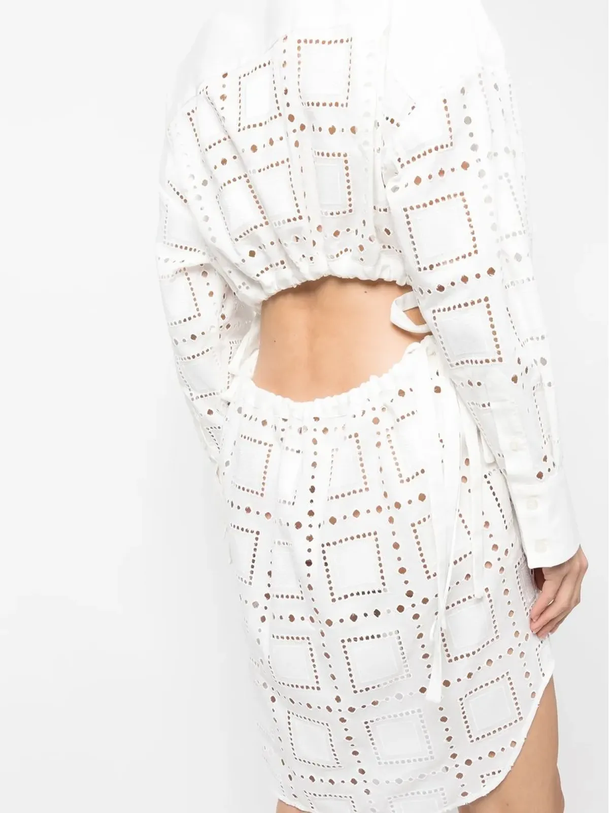 MSGM ブロデリエ・アングレーズ カットアウト シャツドレス - ホワイト - 画像5