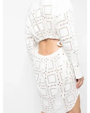 MSGM ブロデリエ・アングレーズ カットアウト シャツドレス - ホワイト - サムネイル5