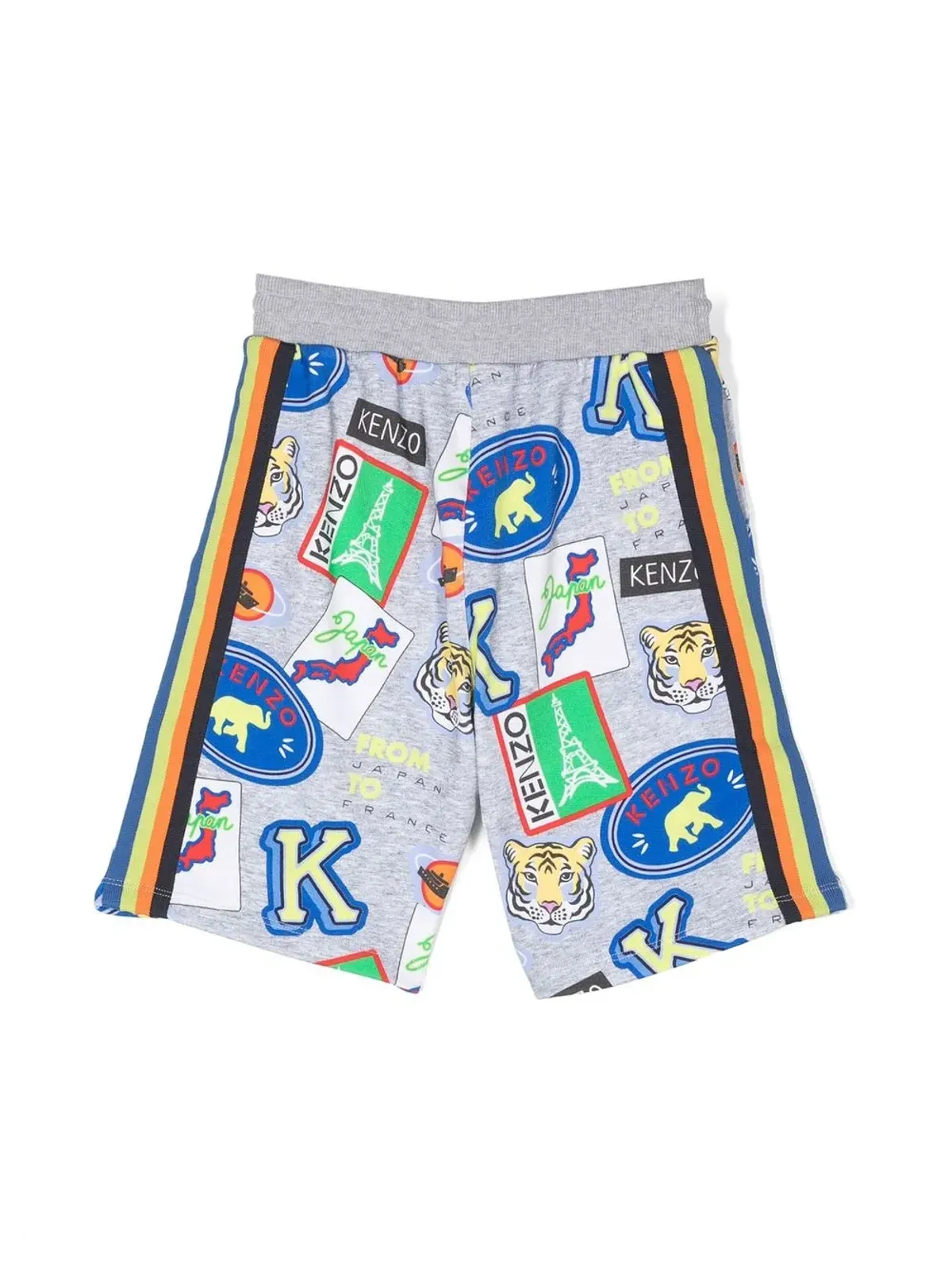 Kenzo Kids ステッカー柄プリント サイドストライプ ショーツ - 画像2