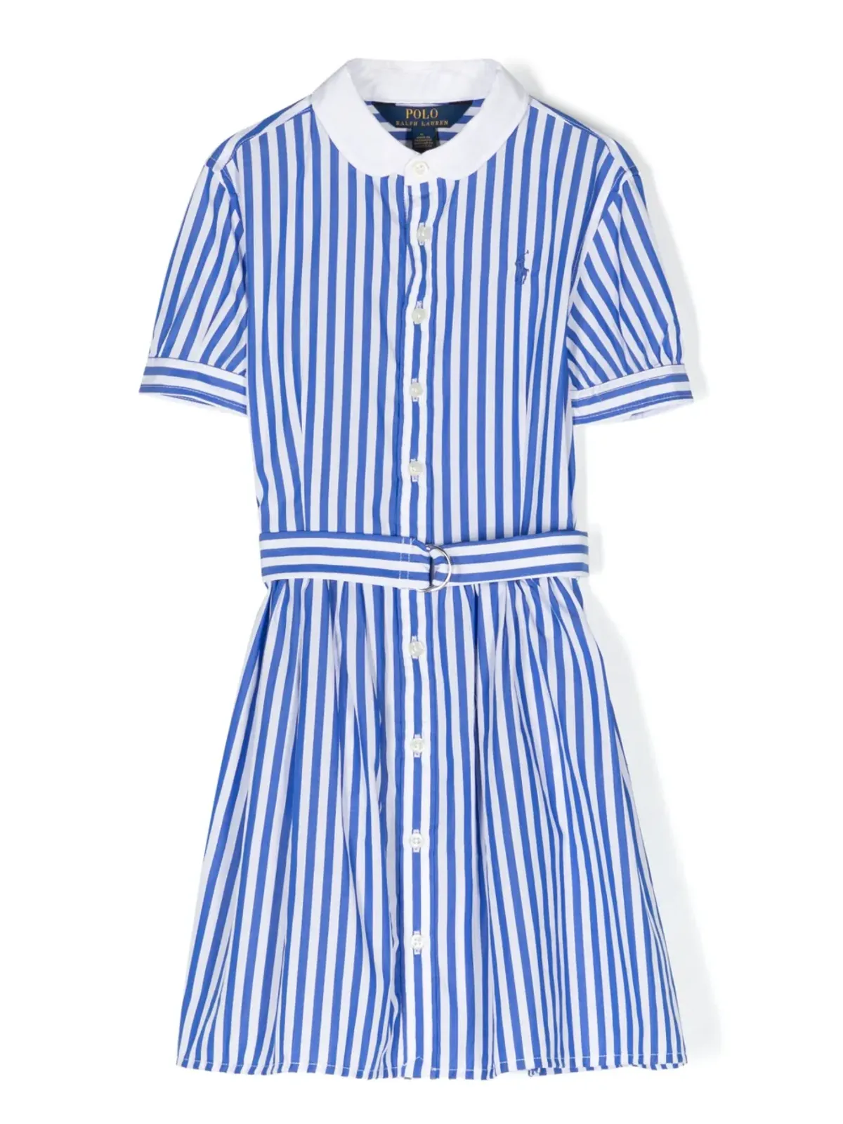 POLO RALPH LAUREN KIDS Magalieストライプシャツドレス ブルー - 画像1