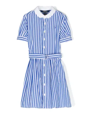 POLO RALPH LAUREN KIDS Magalieストライプシャツドレス ブルー - サムネイル1