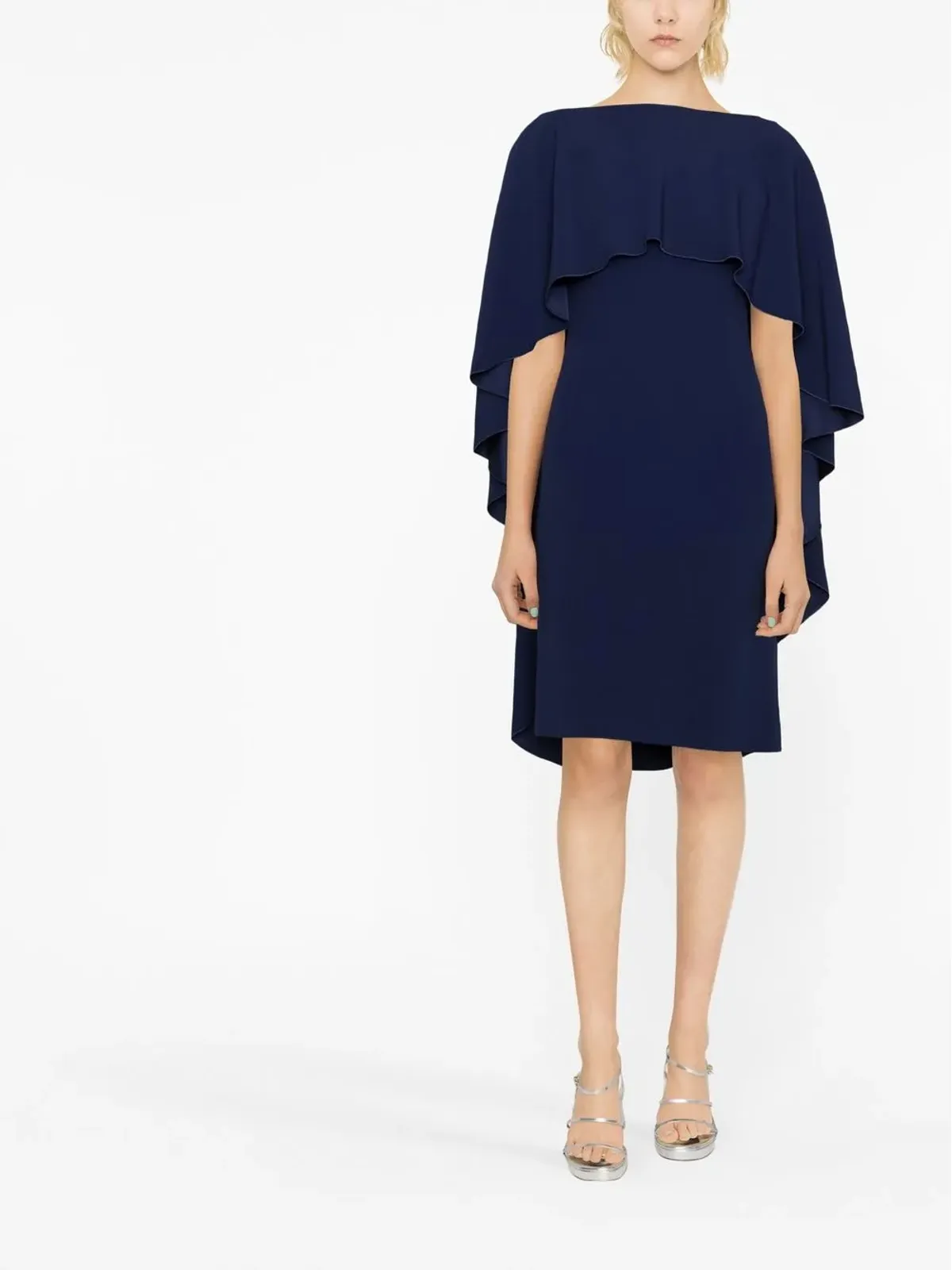 Alberta Ferretti レイヤードケープドレス - ブルー - 画像2