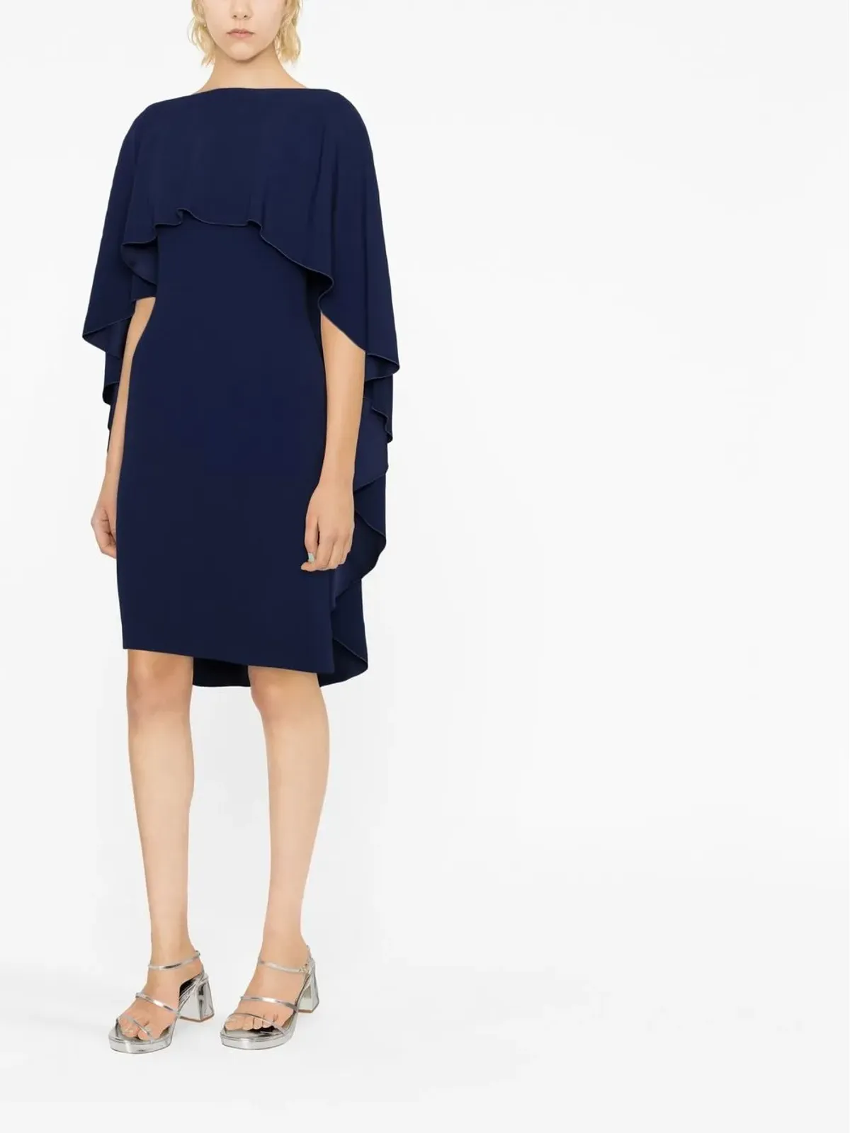 Alberta Ferretti レイヤードケープドレス - ブルー - 画像4