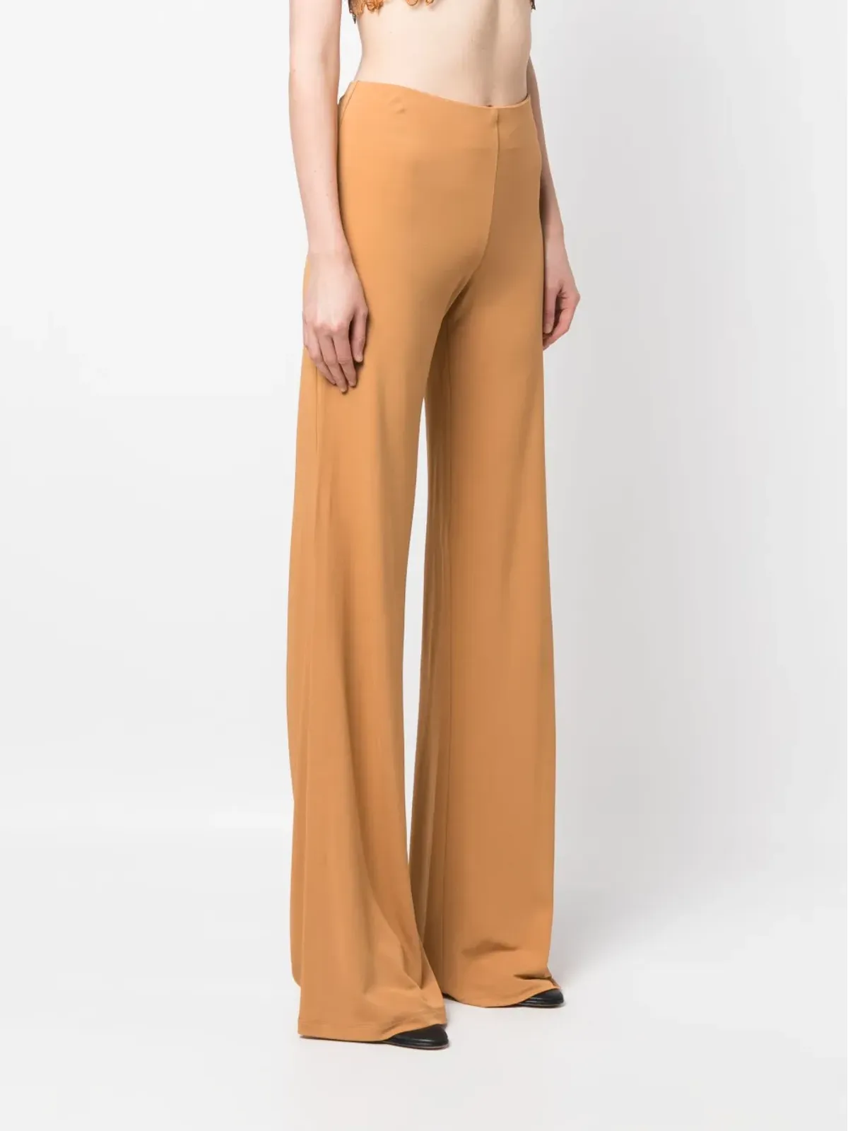 Alberta Ferretti ハイウエストフレアパンツ ブラウン - 画像3