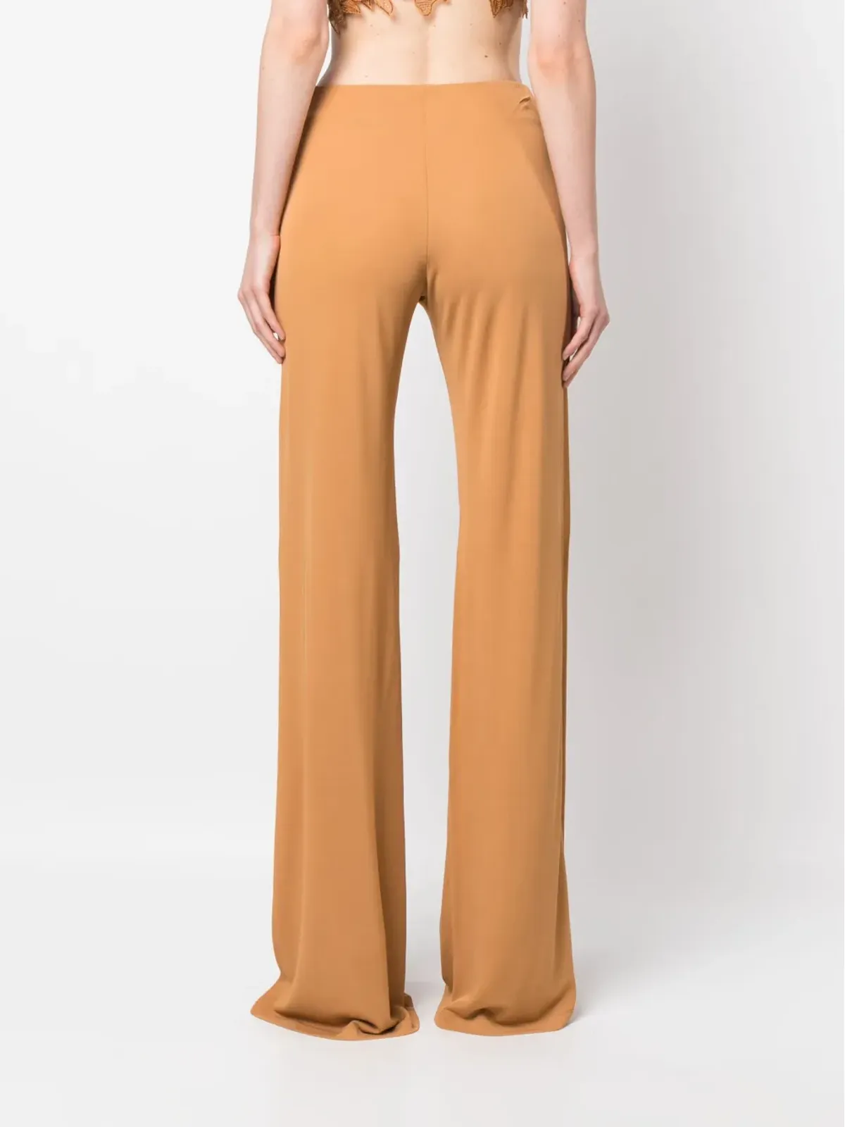 Alberta Ferretti ハイウエストフレアパンツ ブラウン - 画像4