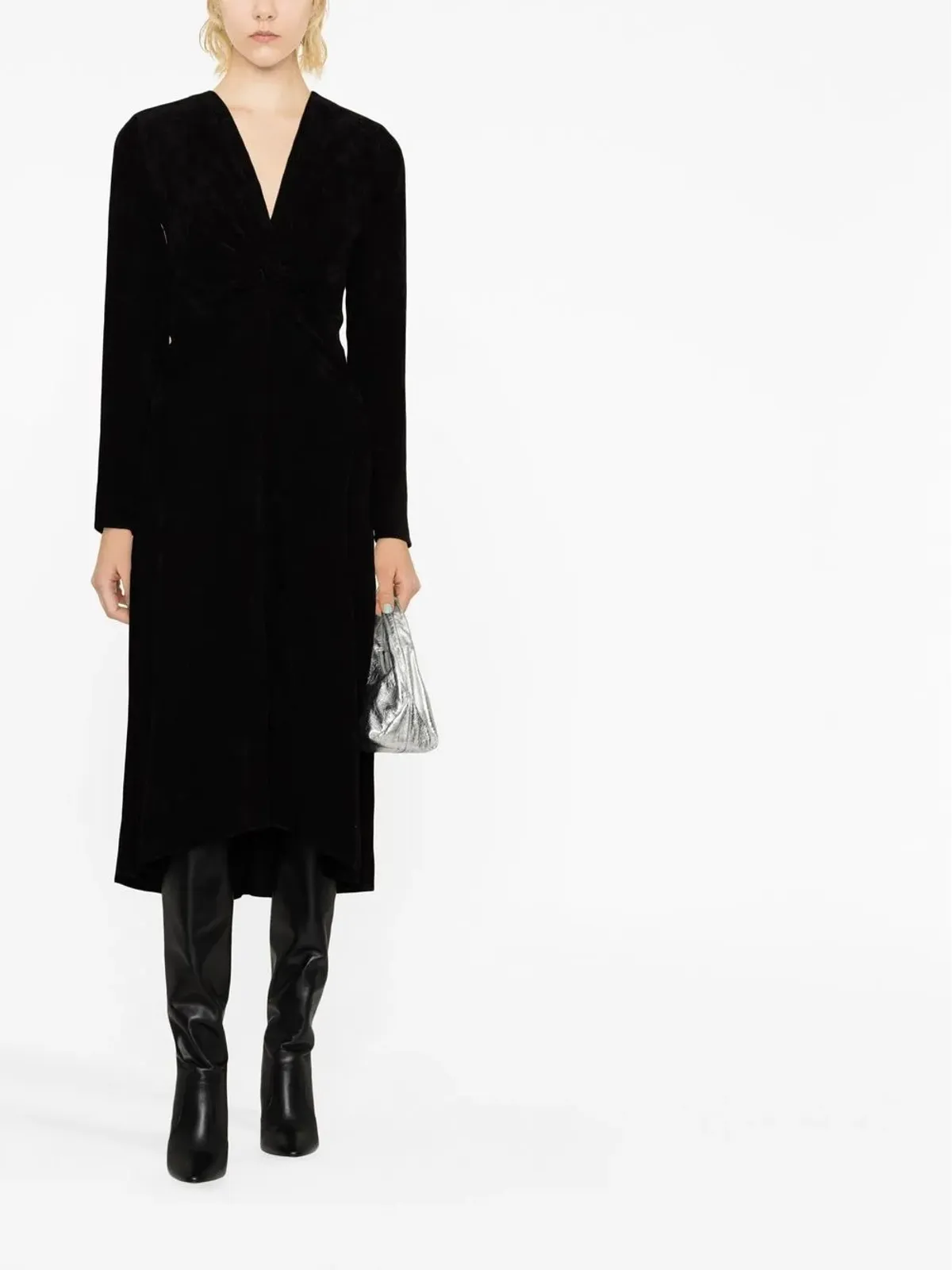 ISABEL MARANT 長袖Vネック ミディドレス - ブラック - 画像2
