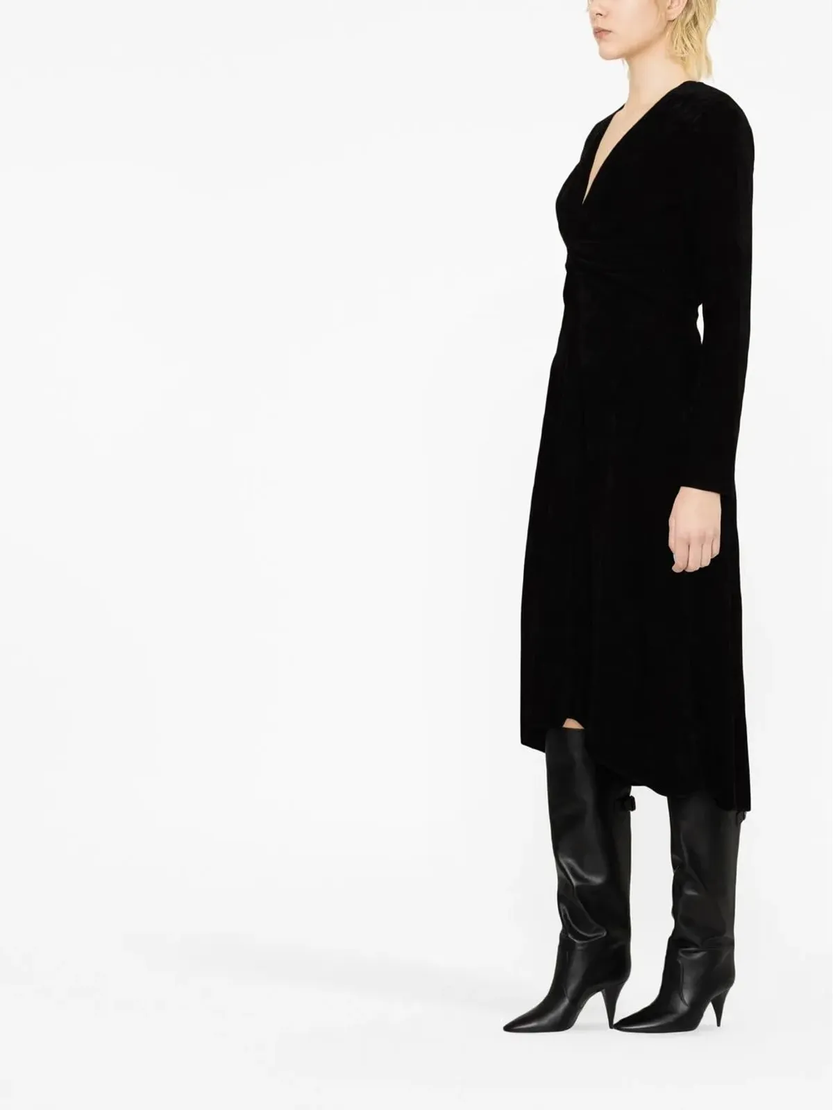 ISABEL MARANT 長袖Vネック ミディドレス - ブラック - 画像3