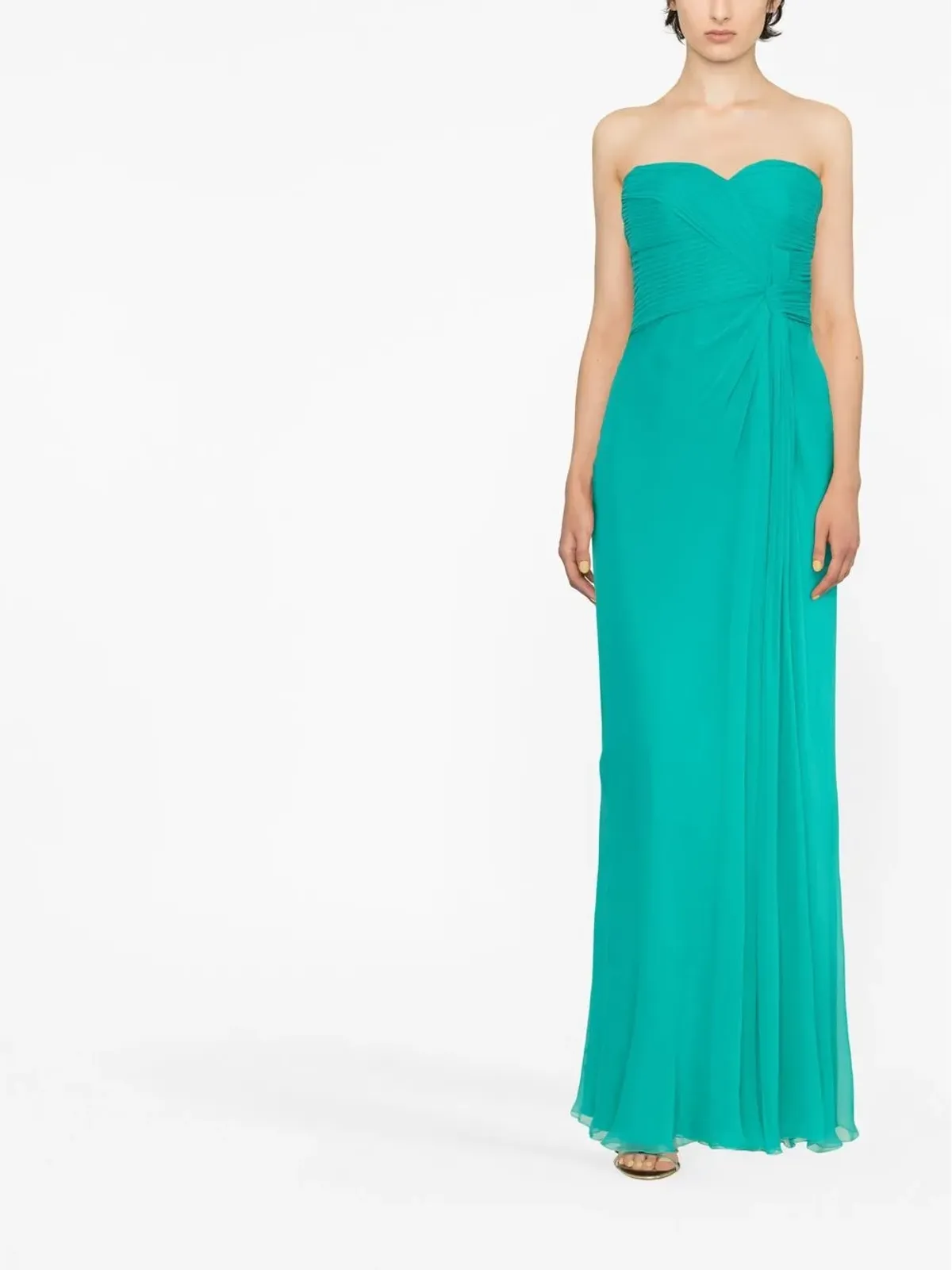 Alberta Ferretti ギャザー入りストラップレスイブニングドレス - 画像2