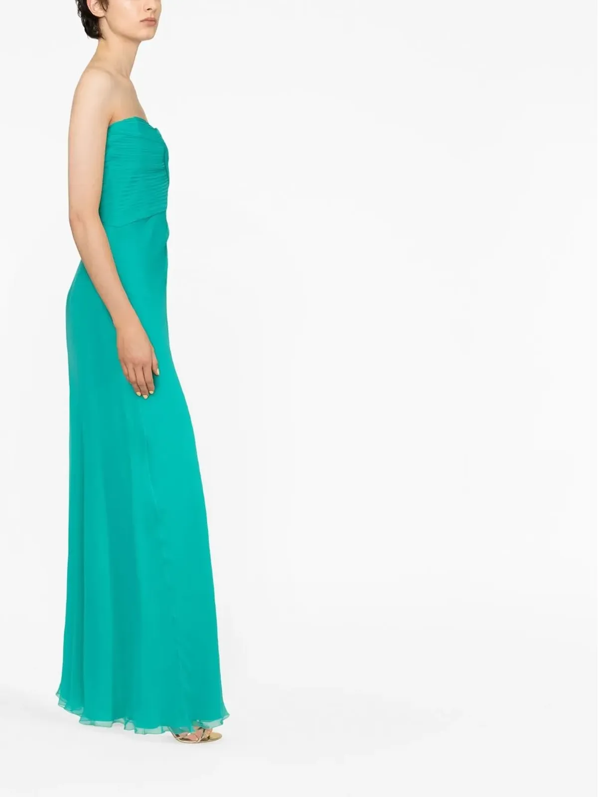 Alberta Ferretti ギャザー入りストラップレスイブニングドレス - 画像3