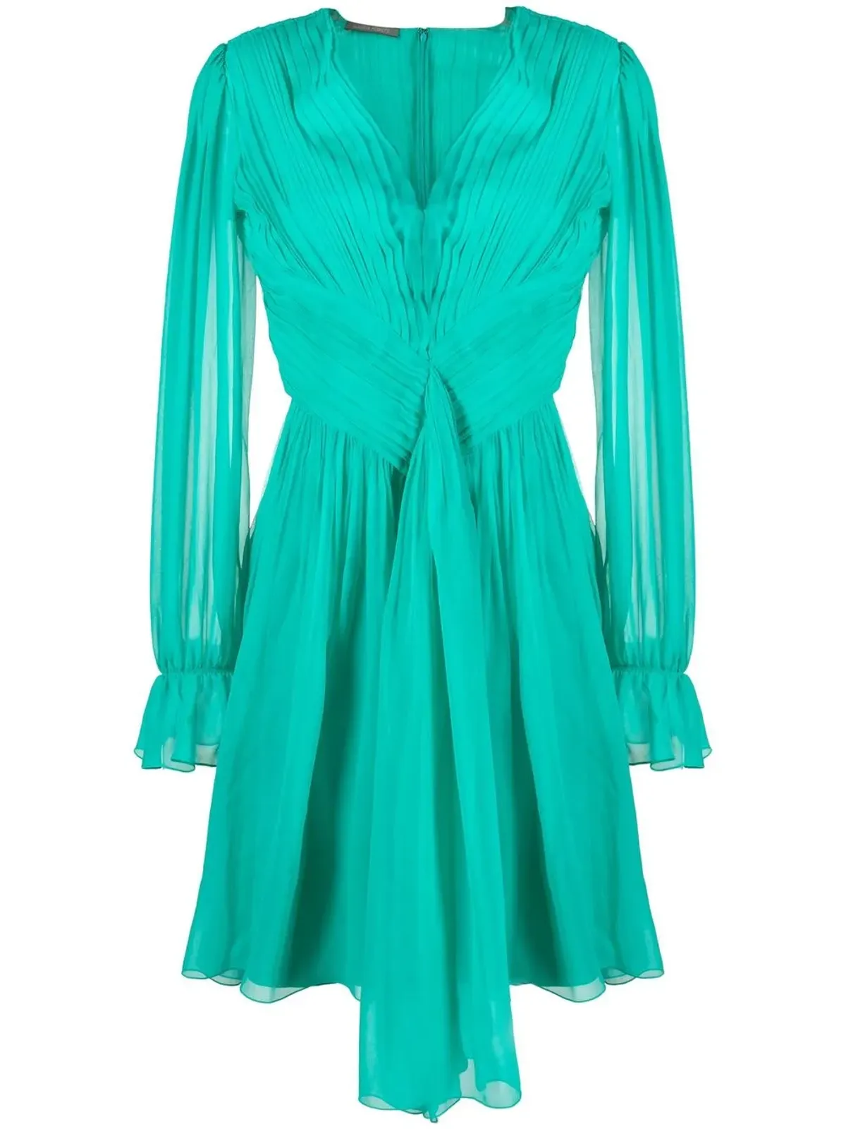 Alberta Ferretti プリーツ入り長袖ミニドレス - 画像1