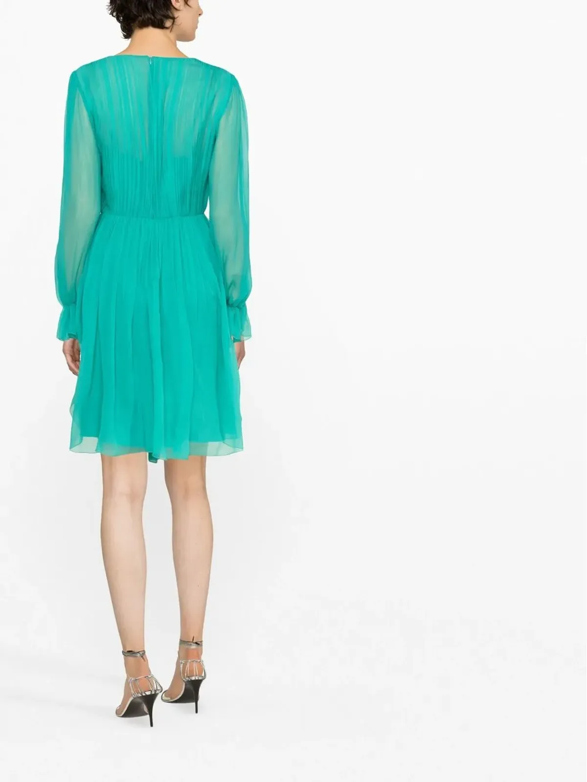 Alberta Ferretti プリーツ入り長袖ミニドレス - 画像3