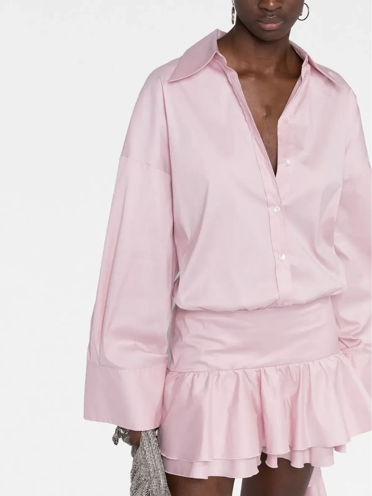Blumarine ドロップドウェスト・フリル付きシャツドレス - ピンク - 画像5