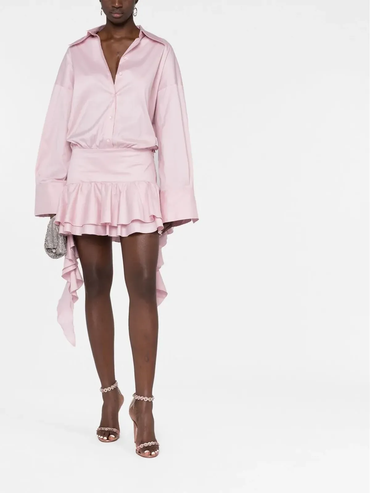 Blumarine ドロップドウェスト・フリル付きシャツドレス - ピンク - 画像2