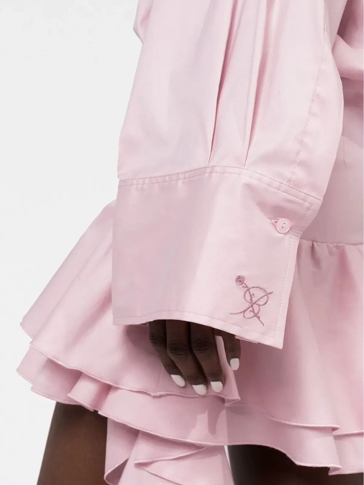 Blumarine ドロップドウェスト・フリル付きシャツドレス - ピンク - 画像3