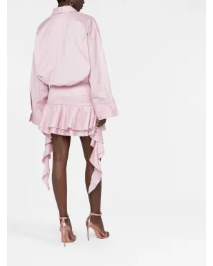 Blumarine ドロップドウェスト・フリル付きシャツドレス - ピンク - サムネイル4